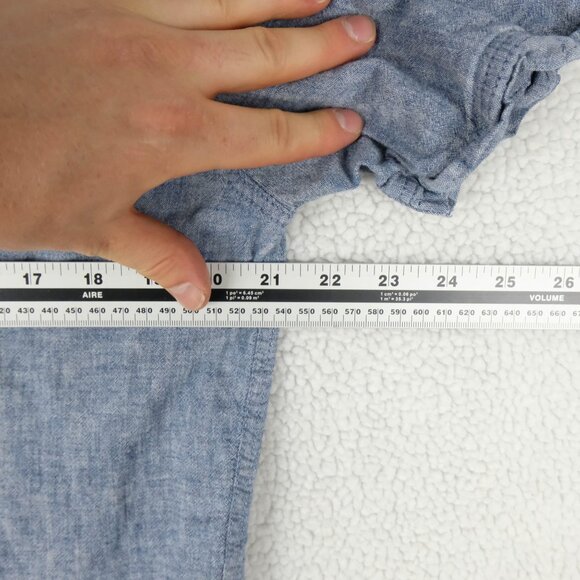 Fat Face Shirt Mens Small Blue Linen Blend Button Up Boho Beach Summer - Picture 7 of 9